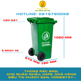 Thùng Rác Nhựa 240L (240 Lít) - Đặt Hàng: 0916790052
