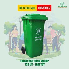 Thùng Rác Nhựa 120 Lít Màu Xanh - Loại Dày 8.8Kg +-3%