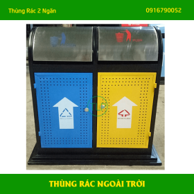 Thùng Rác Ngoài Trời A37-Q 2 Ngăn Bằng Inox