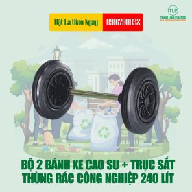 Bộ 2 Bánh Xe + 1 Trục Sắt Thùng Rác Công Cộng 120 Lít & 240 Lít