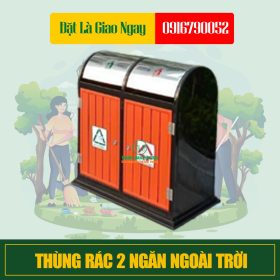 Thùng Rác 2 Ngăn Ngoài Trời Bằng Thép Không Rỉ