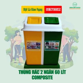 Thùng Rác 2 Ngăn Ngoài Trời Composite