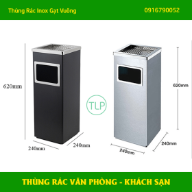 Thùng Rác Inox Vuông Có Gạt Tàn A34-B
