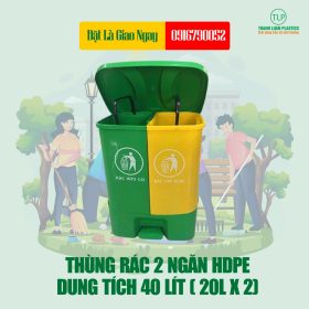 THÙNG RÁC 2 NGĂN 40 LÍT - MÔ HÌNH PHÂN LOẠI RÁC THẢI