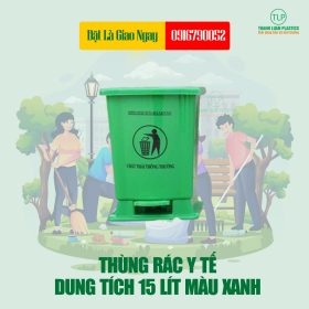 Thùng Rác Y Tế 15 Lít Màu Xanh - Hotline 0916790052